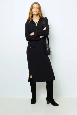 Black maxi dress with lace - SIRENA
