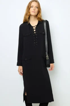 Black maxi dress with lace - SIRENA