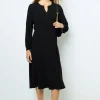 Black waisted midi dress - SOLANGE