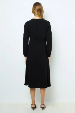 Black waisted midi dress - SOLANGE