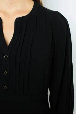 Black waisted midi dress - SOLANGE