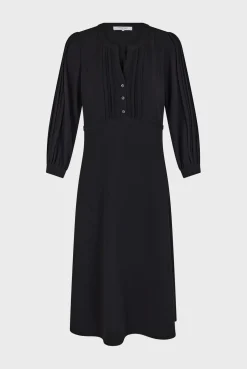 Black waisted midi dress - SOLANGE