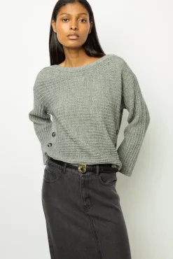 Boat neck sweater with buttons - JOLINE