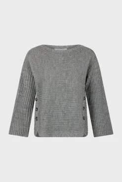 Boat neck sweater with buttons - JOLINE