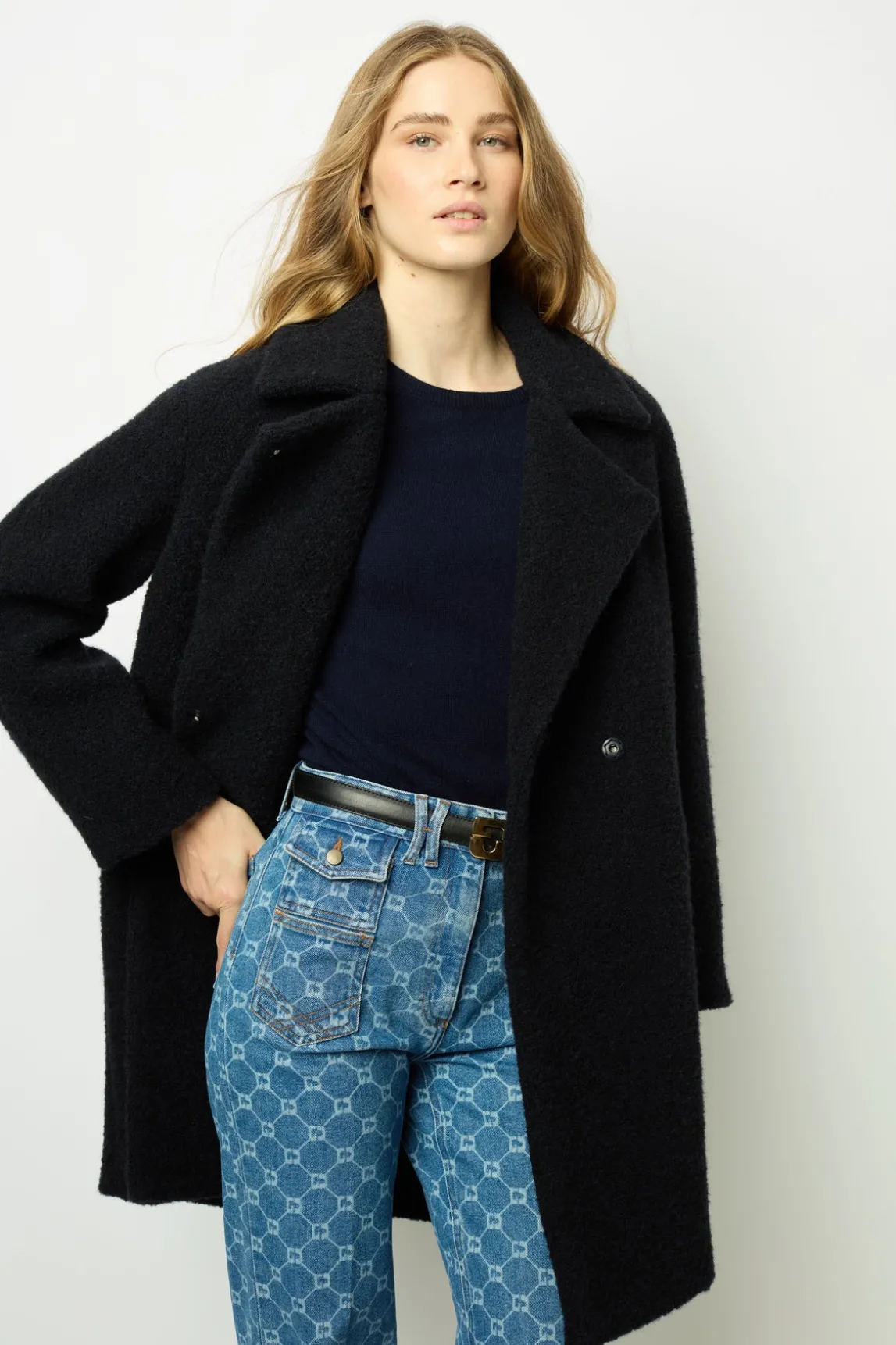 Bouclette mid-length coat - LYSANDRA