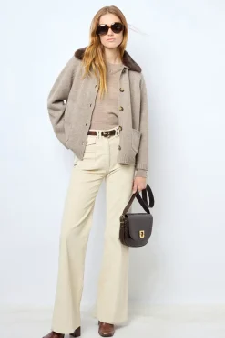 Cashmere cardigan with collar and fingerless gloves - JADWIGE