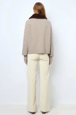 Cashmere cardigan with collar and fingerless gloves - JADWIGE
