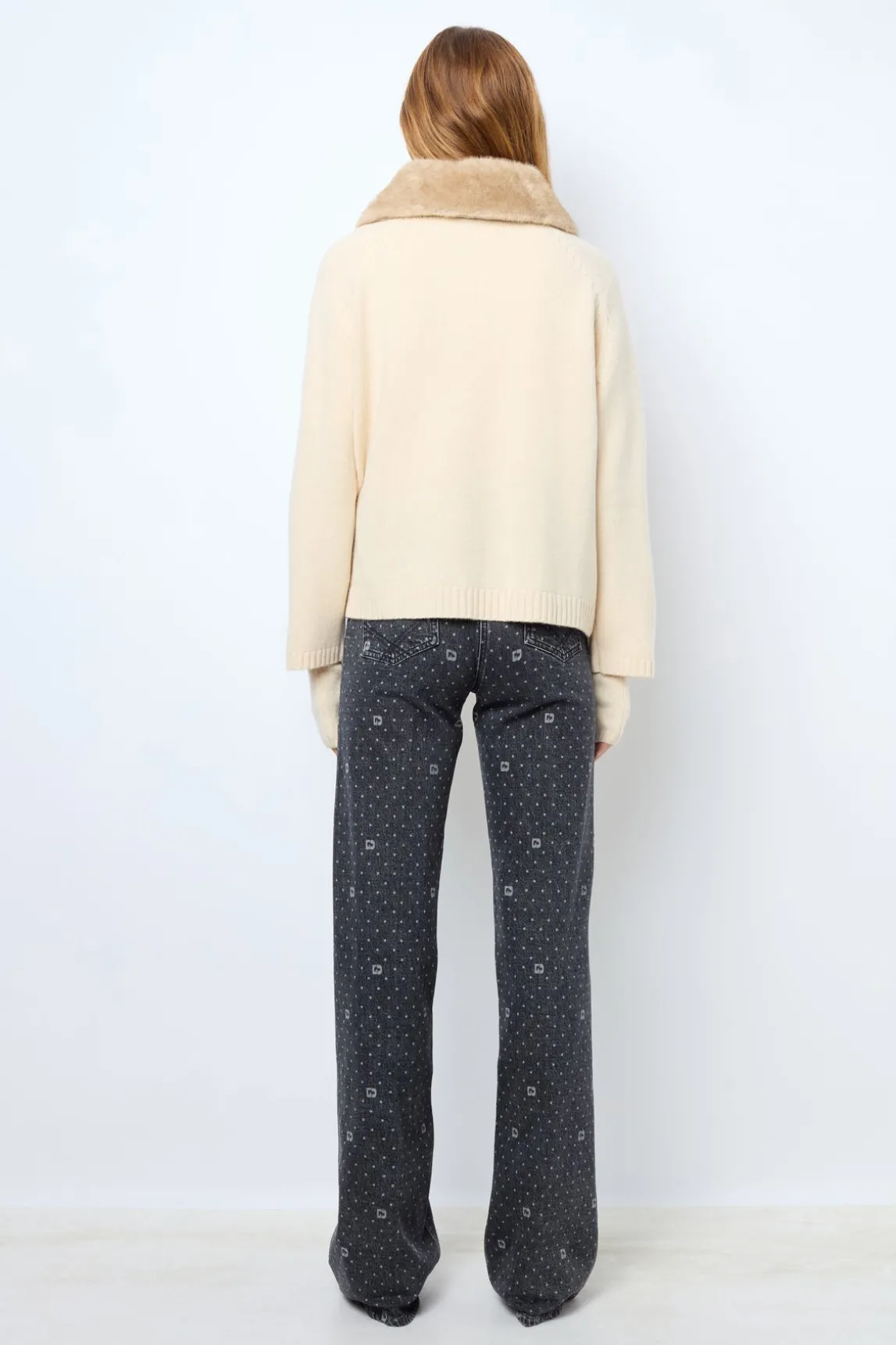 Cashmere cardigan with collar and fingerless gloves - JADWIGE