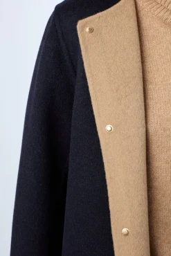 Coat in reversible fine wool fabric - LAREEN