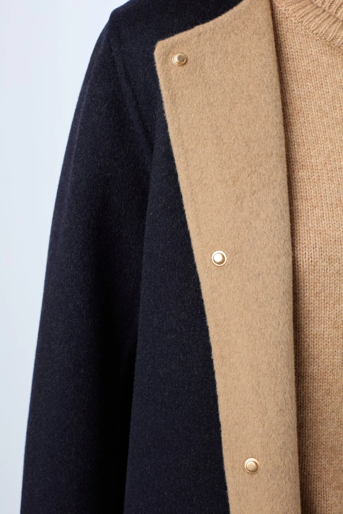 Coat in reversible fine wool fabric - LAREEN