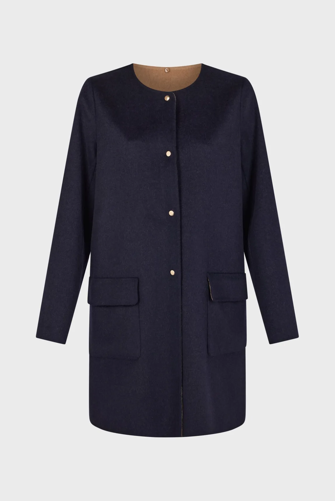 Coat in reversible fine wool fabric - LAREEN