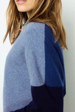 Color block cashmere V-neck sweater - JALYA