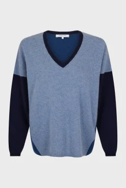 Color block cashmere V-neck sweater - JALYA