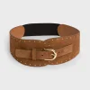 Corset belt in suede leather with rivets - OLYMPE