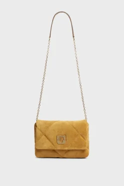 Crossbody bag in quilted suede leather