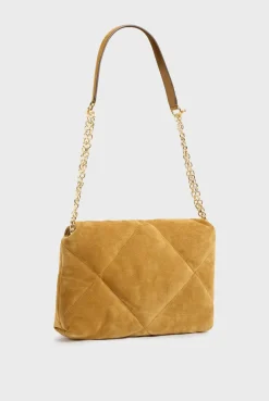 Crossbody bag in quilted suede leather