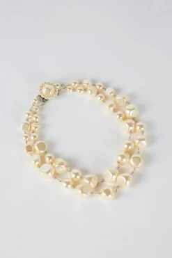 Double glass bead necklace