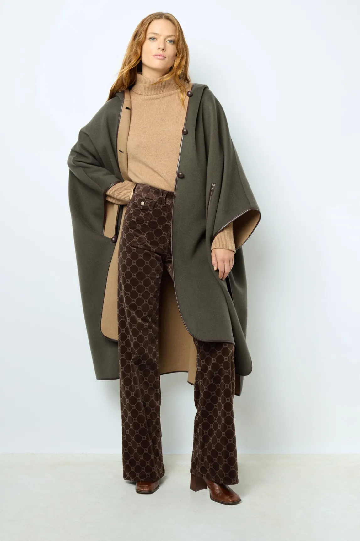 Double-face wool hooded cape - LUDMILLA