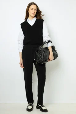 Elasticated black slim pants - NEA