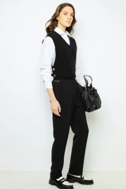 Elasticated black slim pants - NEA