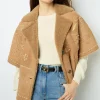 Embroidered shearling short jacket - LYSIANNA