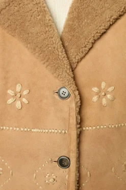 Embroidered shearling short jacket - LYSIANNA