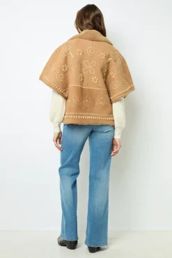 Embroidered shearling short jacket - LYSIANNA
