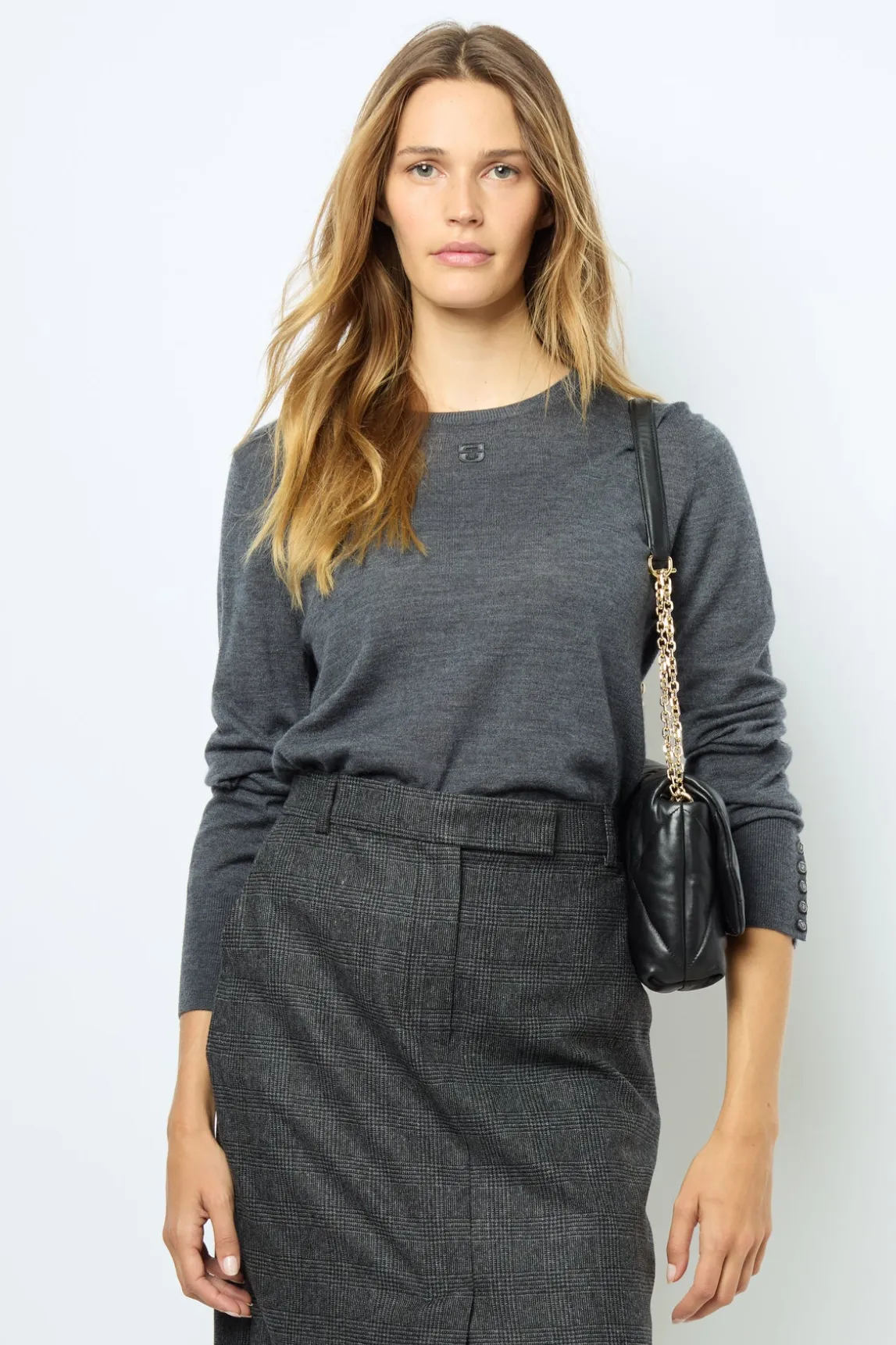 Fine wool round neck sweater - JADE