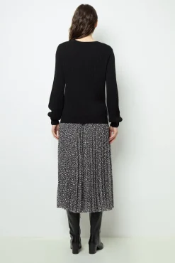 Fine-ribbed black sweater - JEANNE