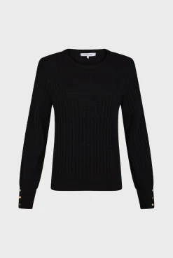 Fine-ribbed black sweater - JEANNE