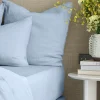 Fitted washed linen sheet - Sky blue