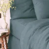 Fitted washed linen sheet - midnight blue