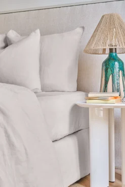 Fitted washed linen sheet - pearl grey