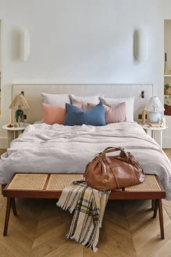 Fitted washed linen sheet - pearl grey