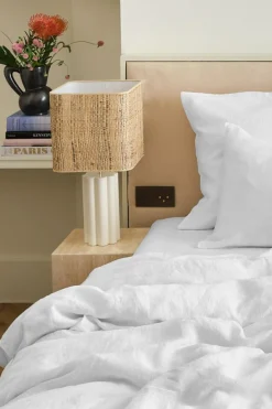 Fitted washed linen sheet - white