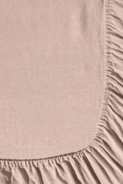 Fitted washed linen sheet - antique rose