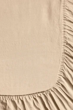 Fitted washed linen sheet - light brown