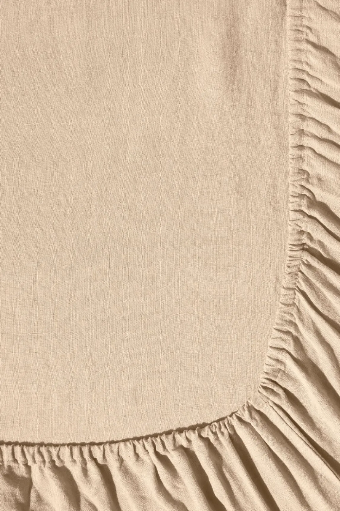 Fitted washed linen sheet - light brown