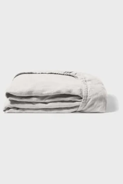 Fitted washed linen sheet - pearl grey