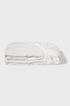 Fitted washed linen sheet - white