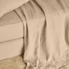 Flat washed linen sheet - light brown