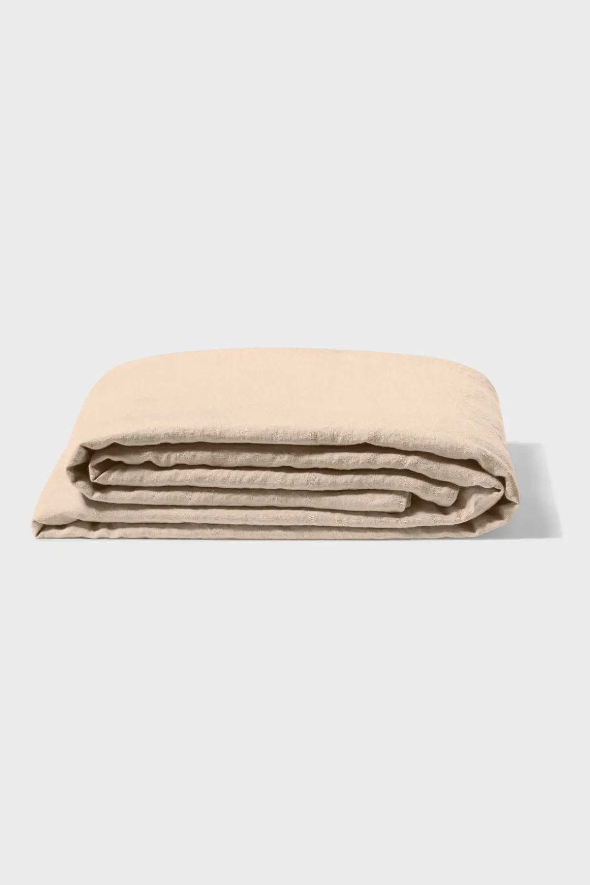 Flat washed linen sheet - light brown