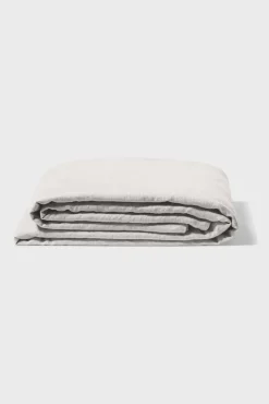 Flat washed linen sheet - pearl grey