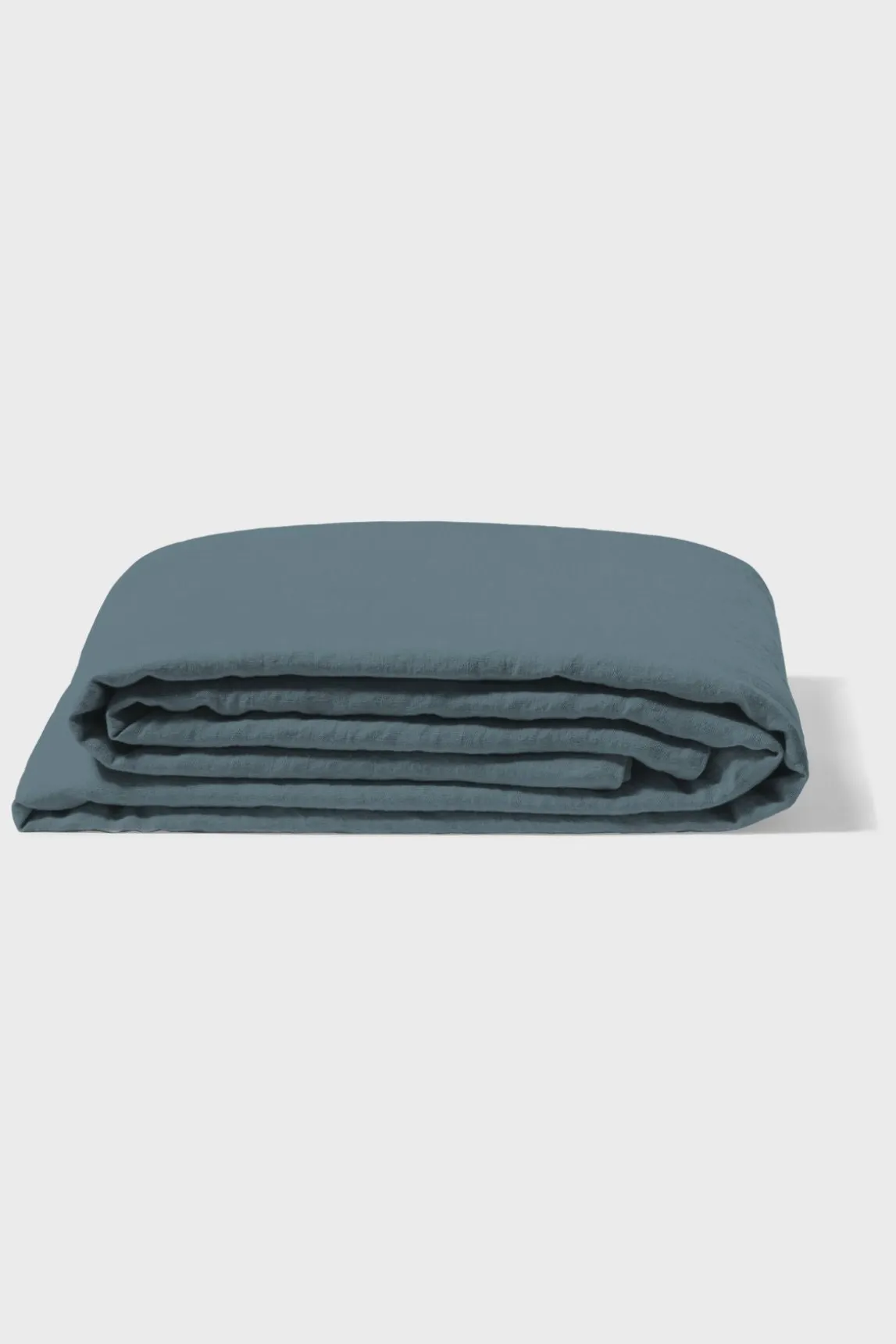 Flat washed linen sheet - midnight blue