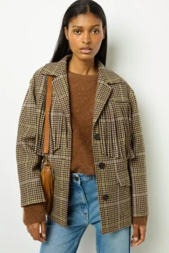 Fringed houndstooth jacket - MURIELLE