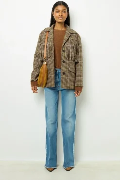 Fringed houndstooth jacket - MURIELLE