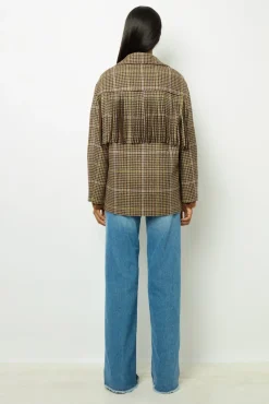 Fringed houndstooth jacket - MURIELLE