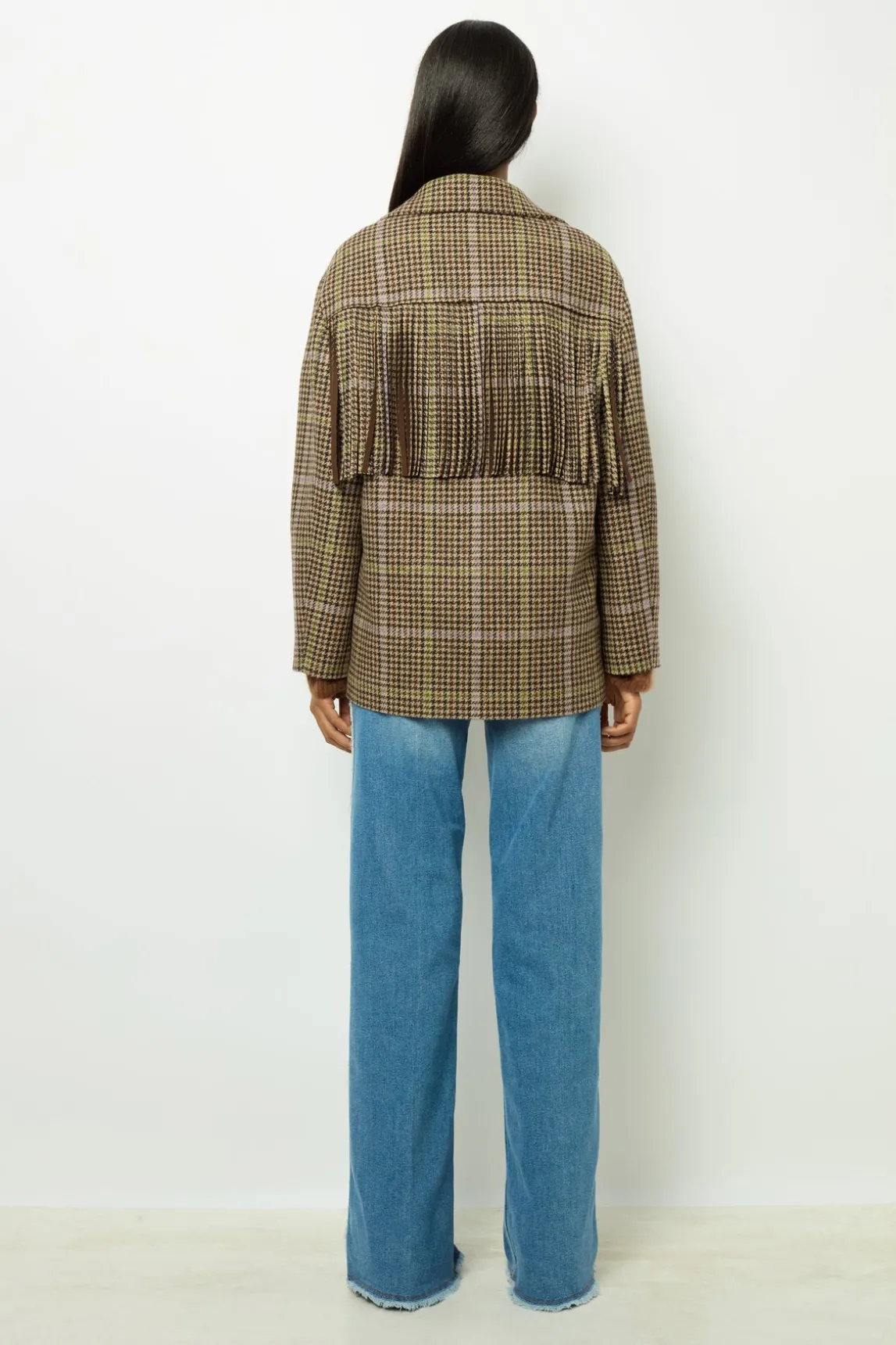 Fringed houndstooth jacket - MURIELLE