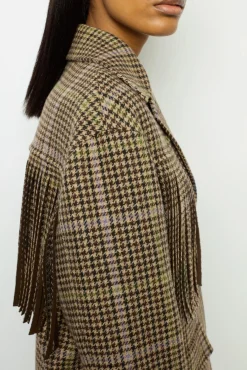 Fringed houndstooth jacket - MURIELLE