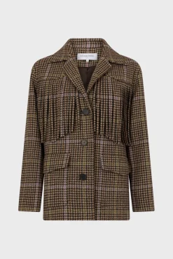 Fringed houndstooth jacket - MURIELLE